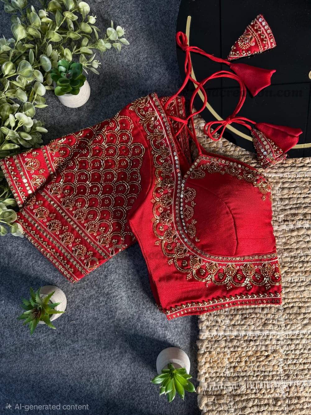 Masaba-Inspired Red Royale Beads Work Blouse