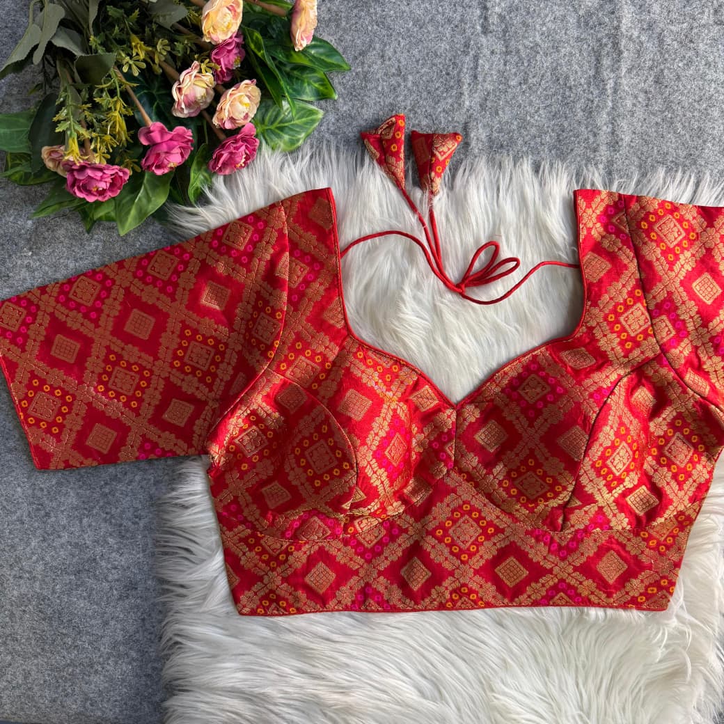 Banarasi Silk Blouse - Ruby Red