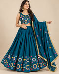 Peacock Green Multicolor Printed Lehenga Choli Set with Dupatta