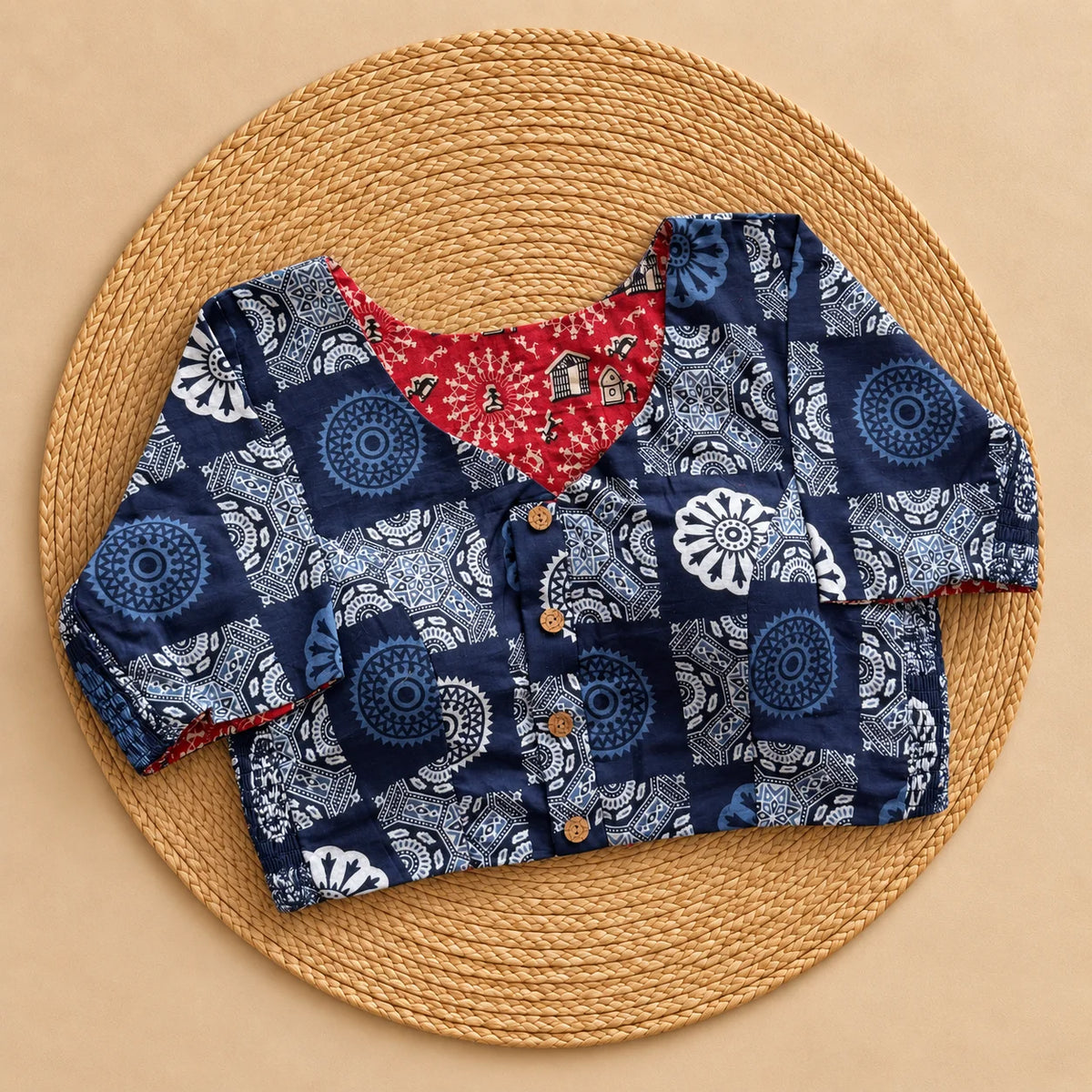 Reversible Indigo Mandala Ajrakh Blouse
