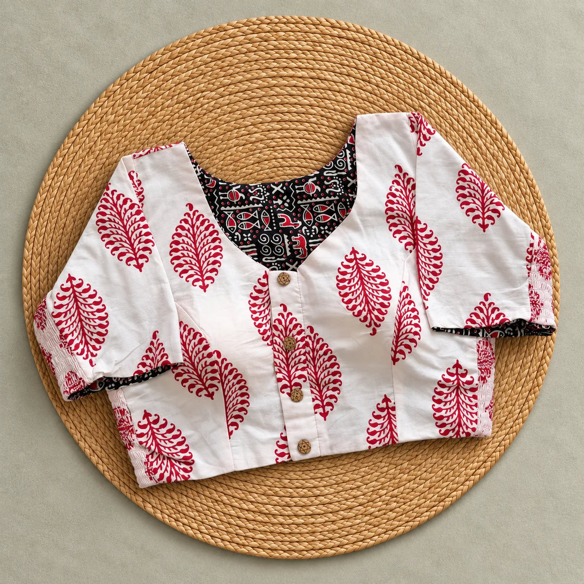 Reversible Ivory Paisley Charm Ajrakh Blouse