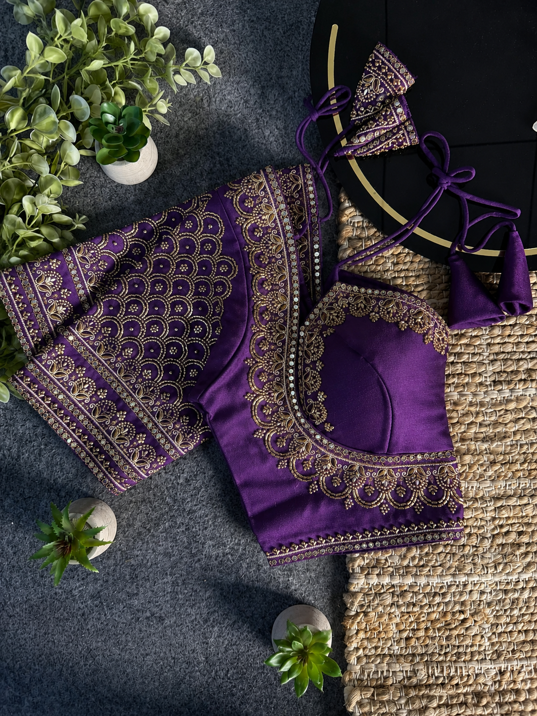 Masaba-Inspired Beads Work Blouse – Regal Purple