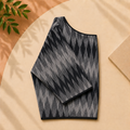 Ikkat Linear Pattern Boat Neck Blouse — Black