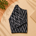 Ikkat Brushstroke Pattern Boat Neck Blouse — Black