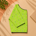 Ikkat Diamond Motif Boat Neck Blouse — Green