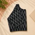 Ikkat Zigzag Pattern Boat Neck Blouse — Black