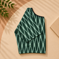Ikkat Zigzag Pattern Boat Neck Blouse — Green