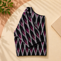 Ikkat Linear Motif Boat Neck Blouse — Black