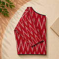 Ikkat Striped Pattern Boat Neck Blouse — Black & Magenta