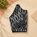 Ikkat Abstract Pattern Boat Neck Blouse — Black & Grey