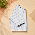 Ikkat Fine Stripe Boat Neck Blouse — White & Grey