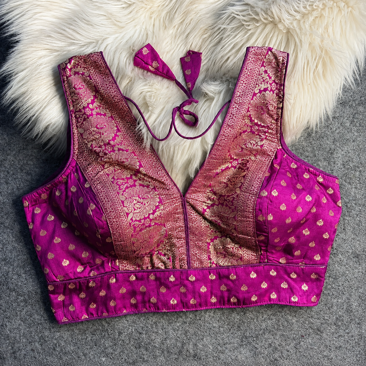 V-Neck Heavy Banarasi Blouse