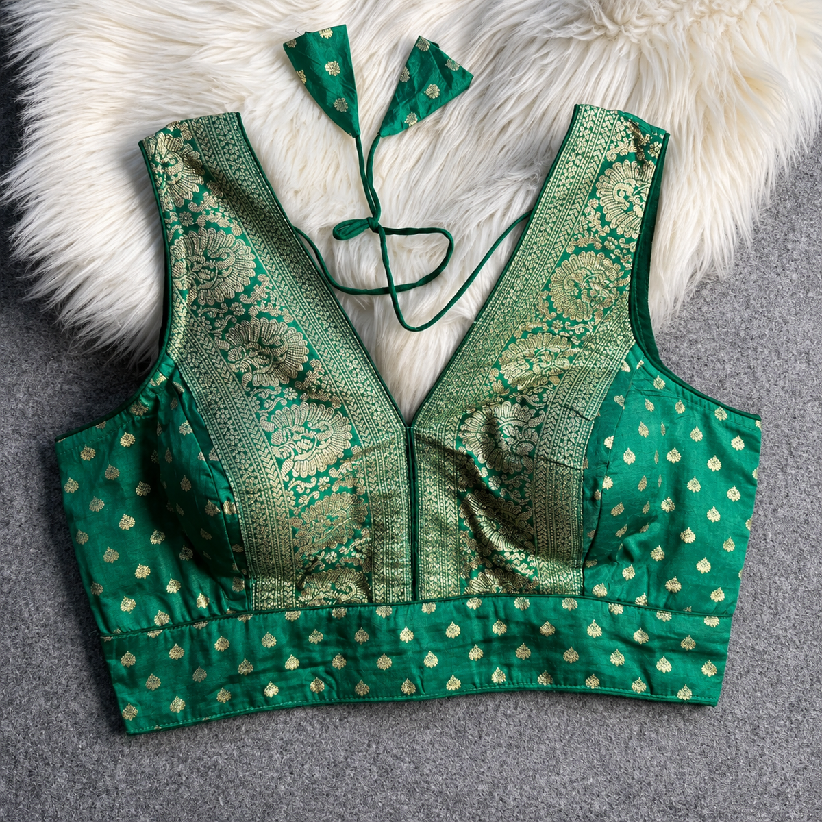 V-Neck Heavy Banarasi Blouse