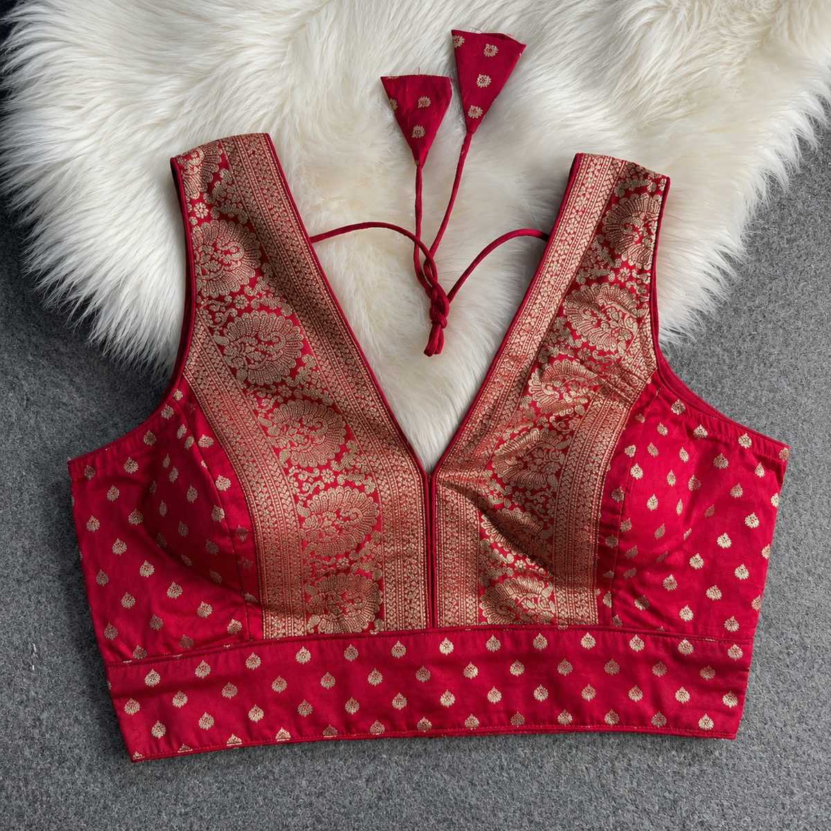 V-Neck Heavy Banarasi Blouse