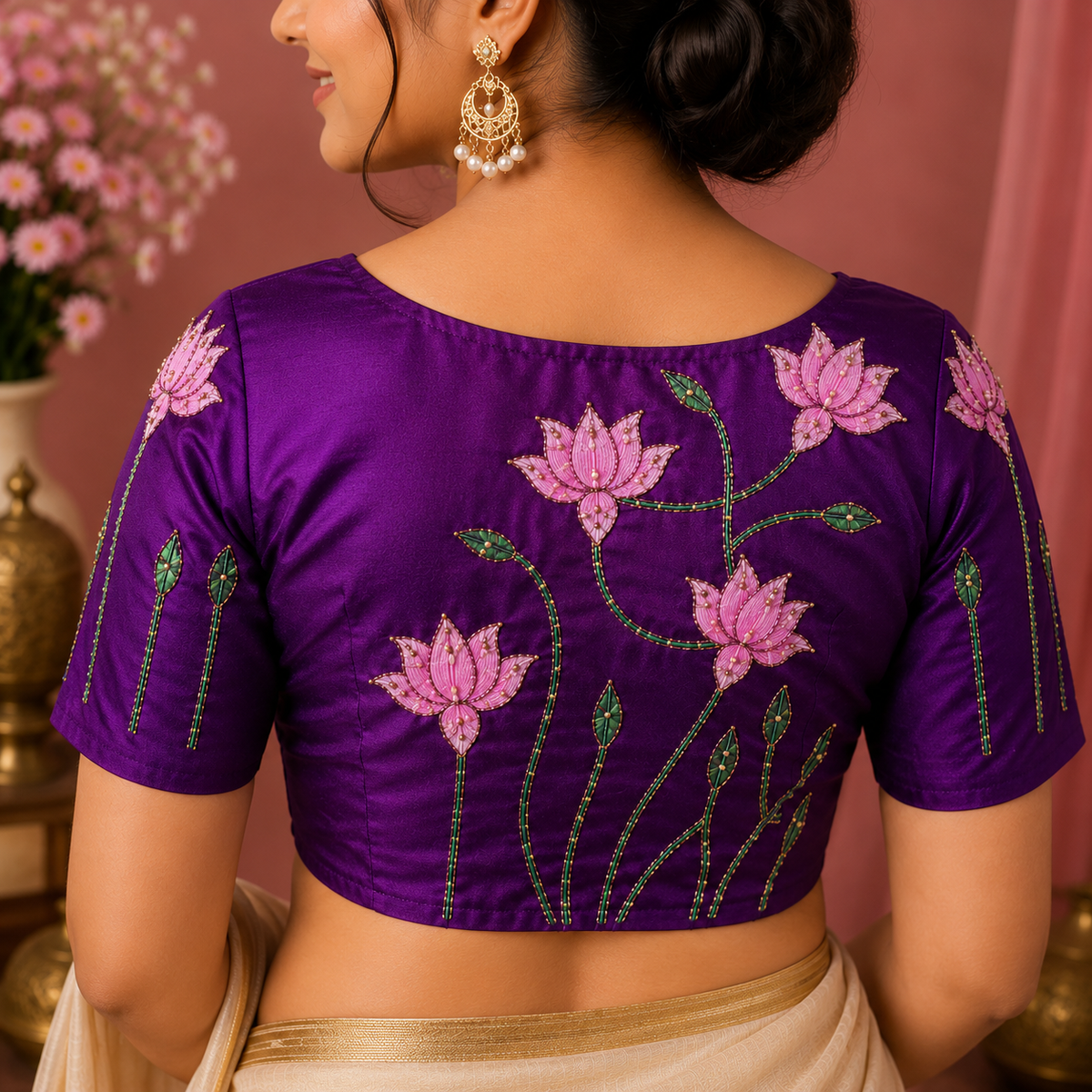 Lotus Motif Designer Blouse