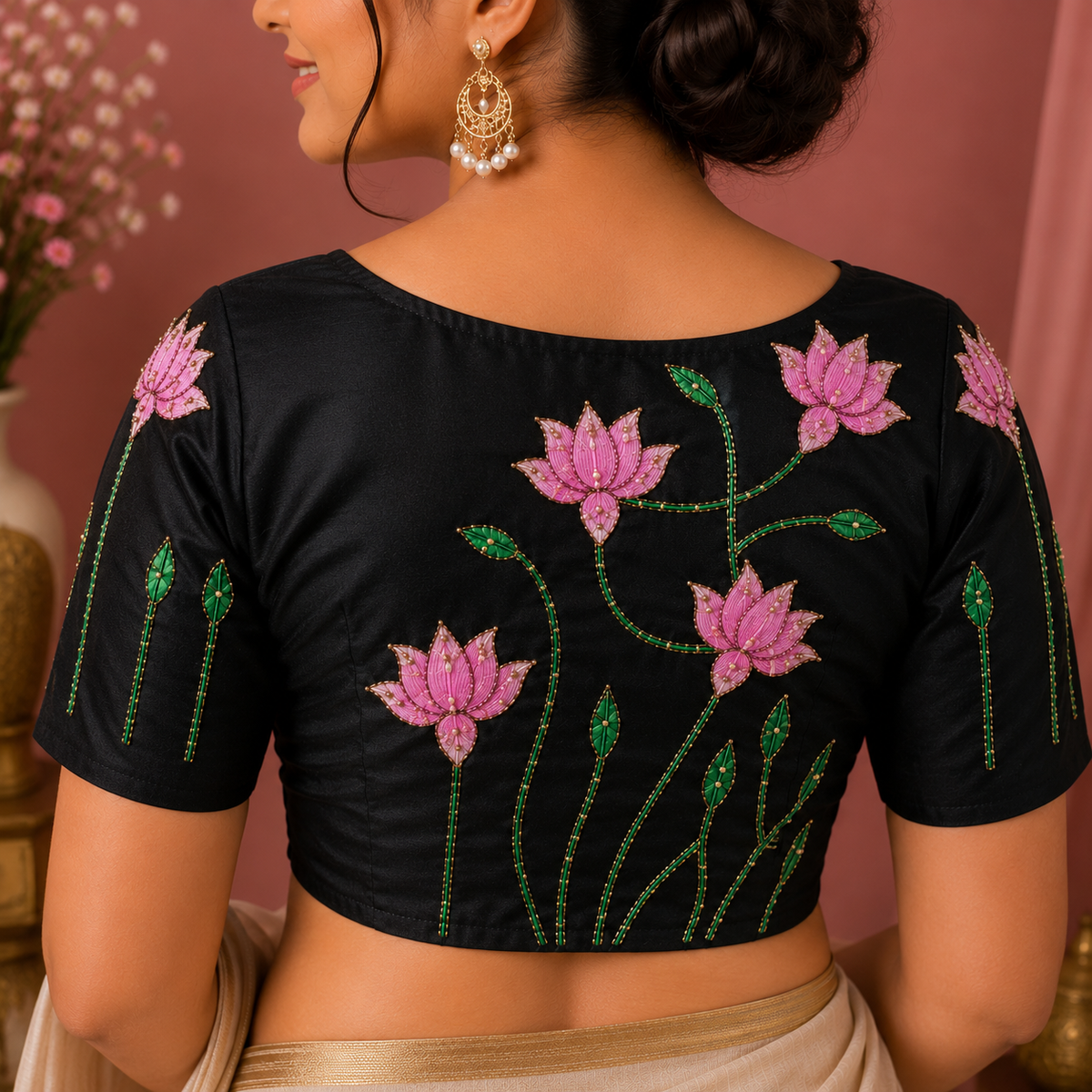 Lotus Motif Designer Blouse
