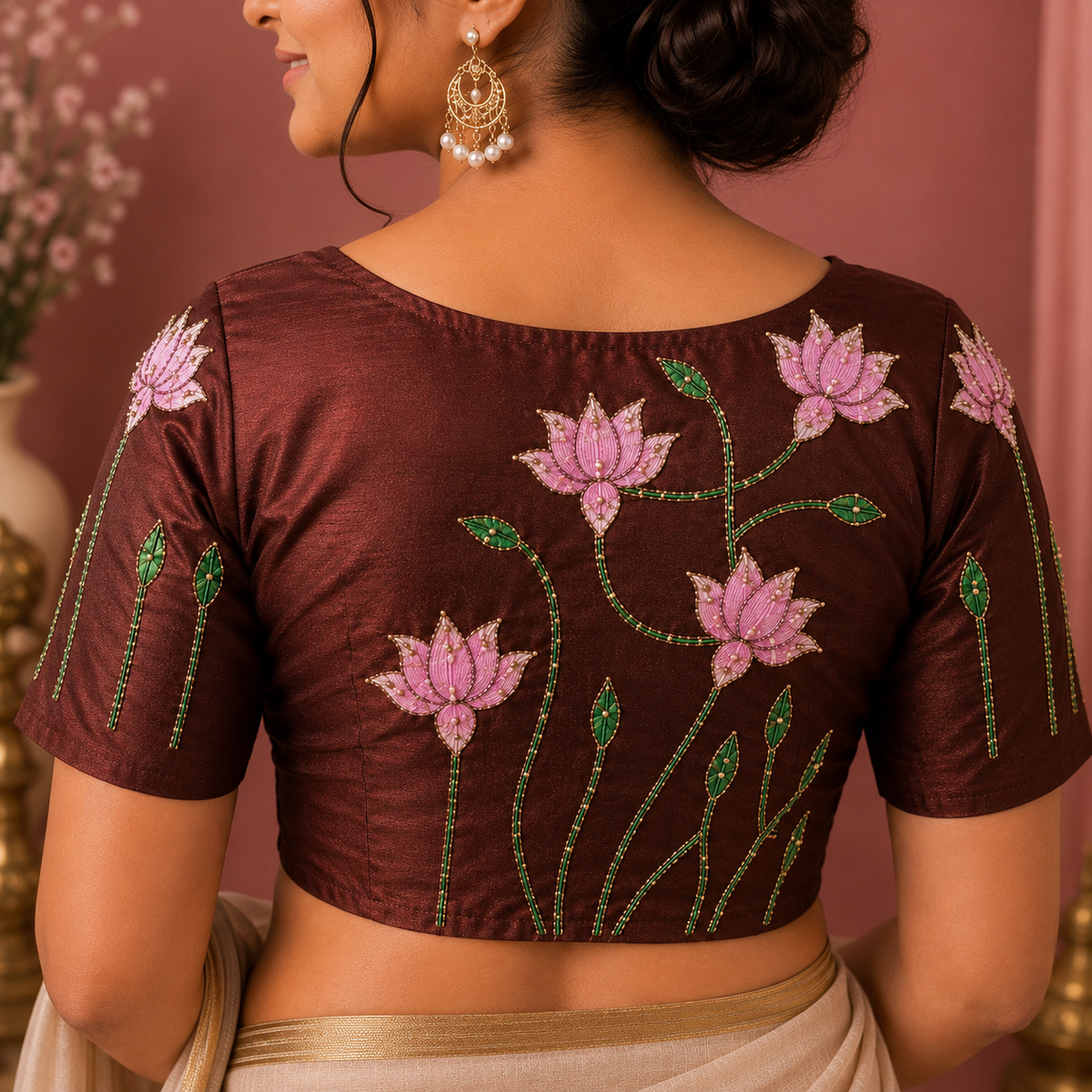 Lotus Motif Designer Blouse