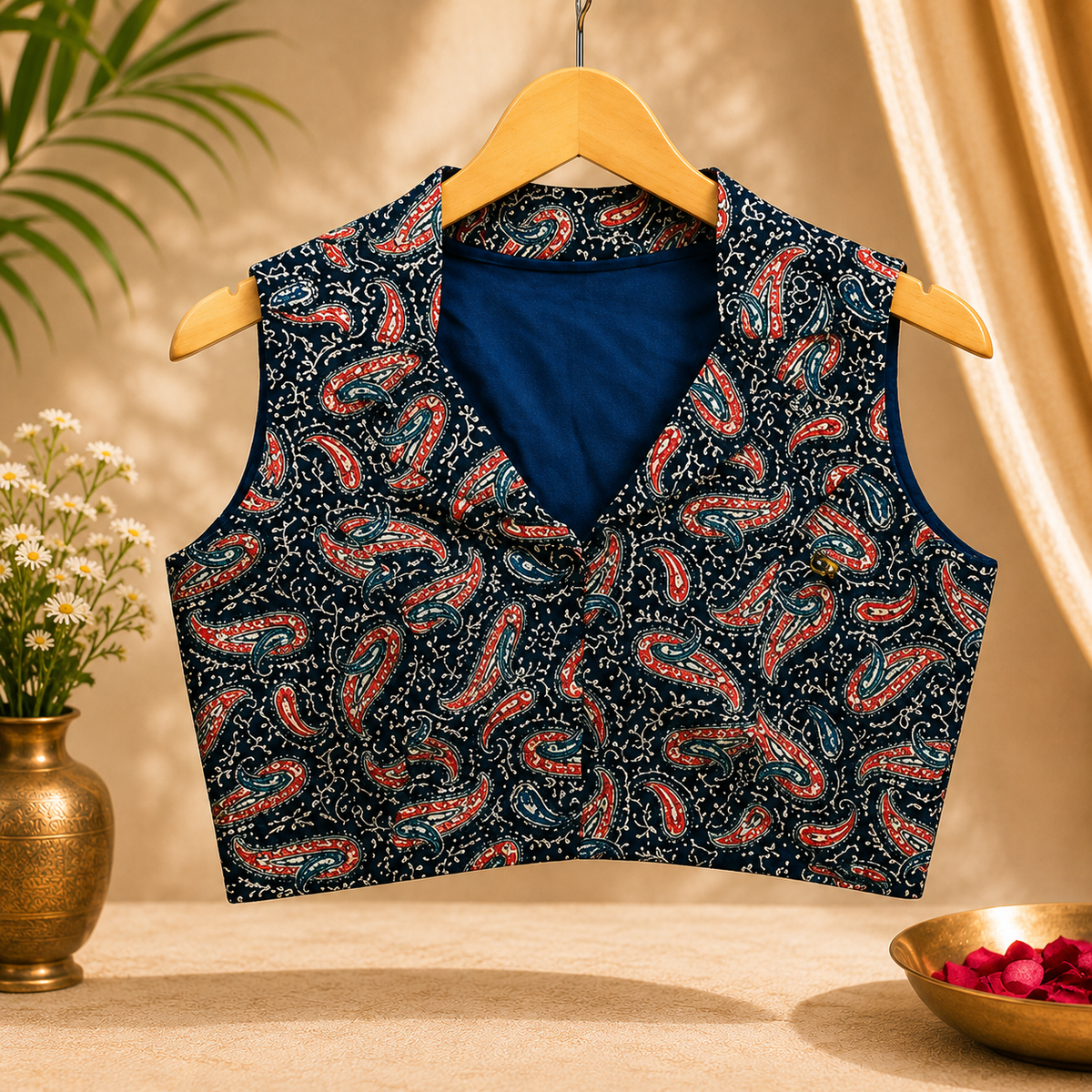 Crimson Paisley Cotton Blouse