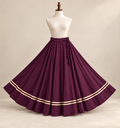 Solid Flared Maxi Skirt with Gold Border