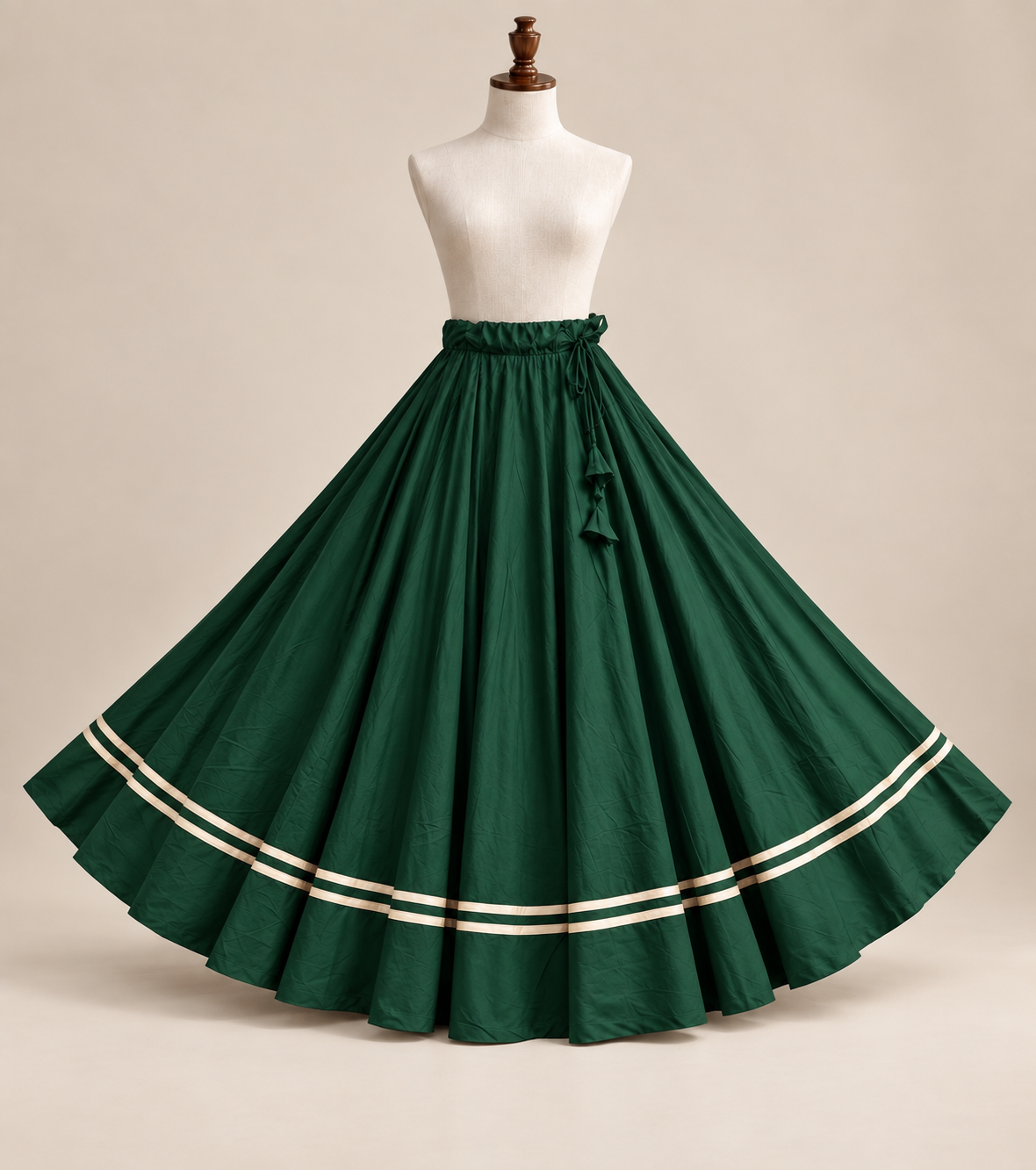Solid Flared Maxi Skirt with Gold Border