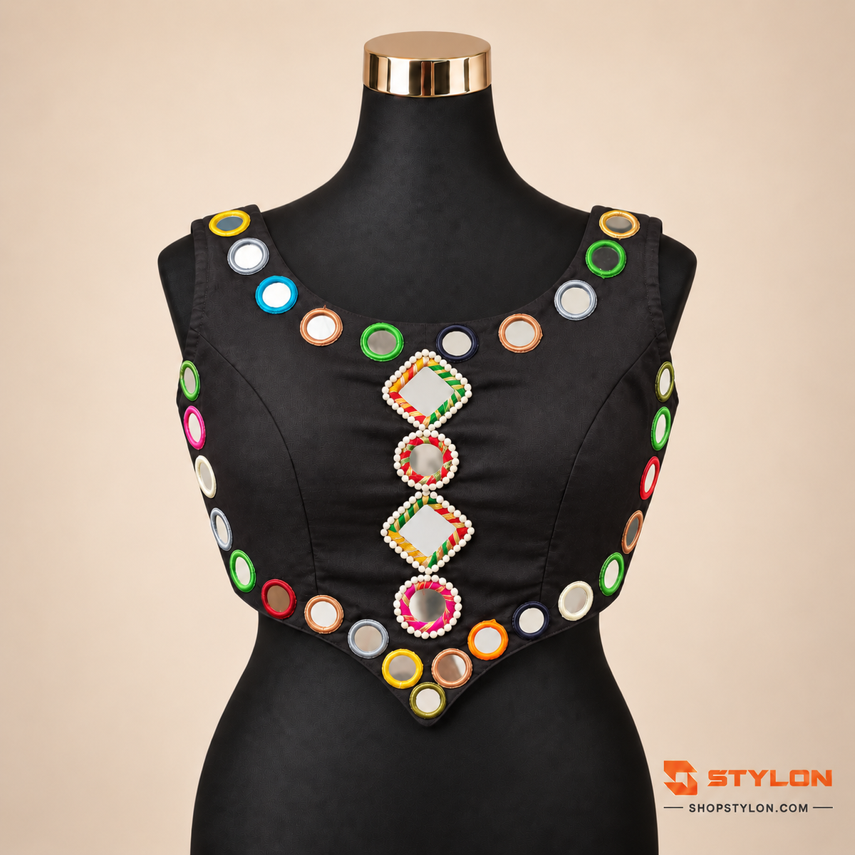 Navratri Hand Mirror Work Blouse