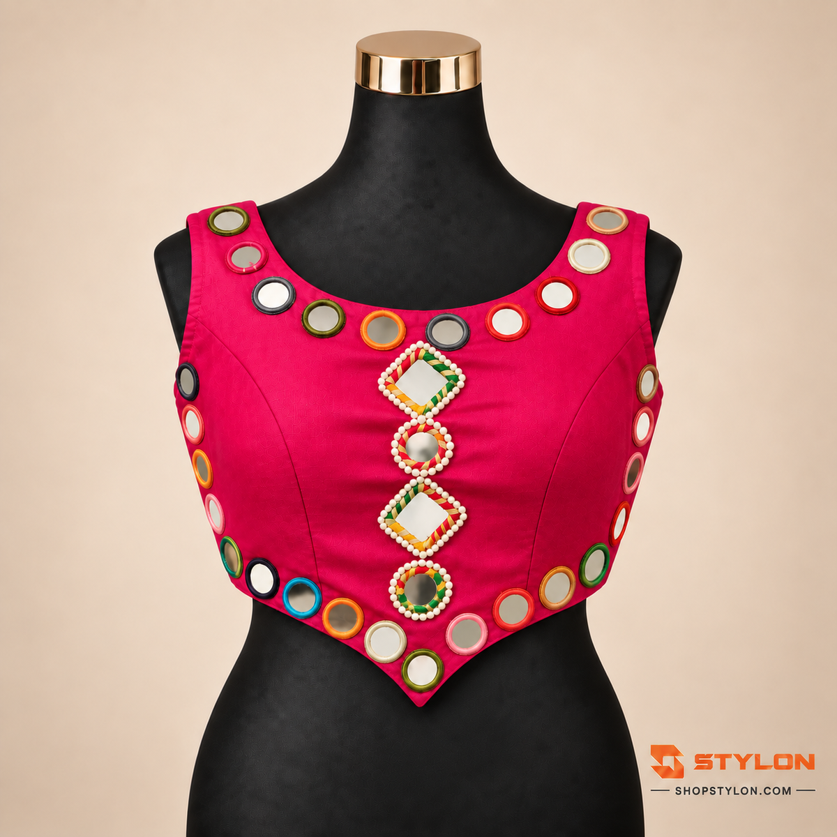Navratri Hand Mirror Work Blouse