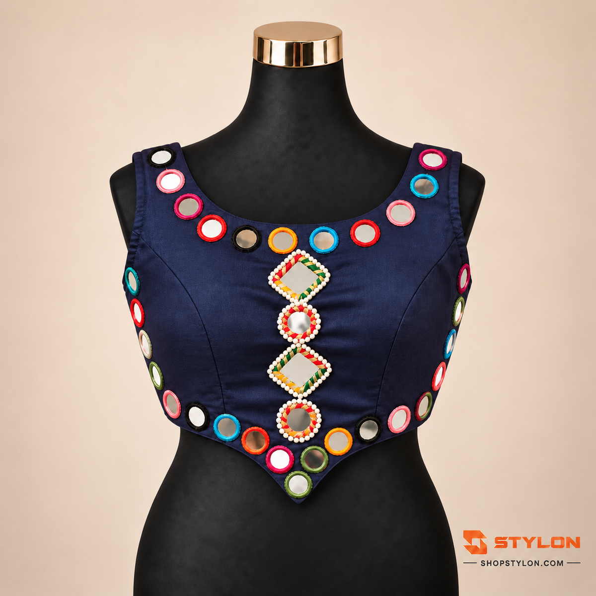 Navratri Hand Mirror Work Blouse