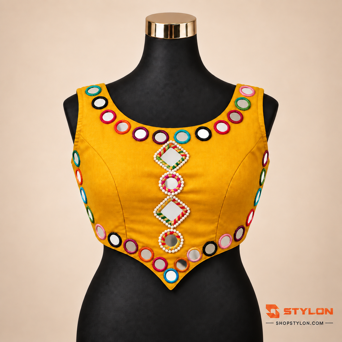 Navratri Hand Mirror Work Blouse