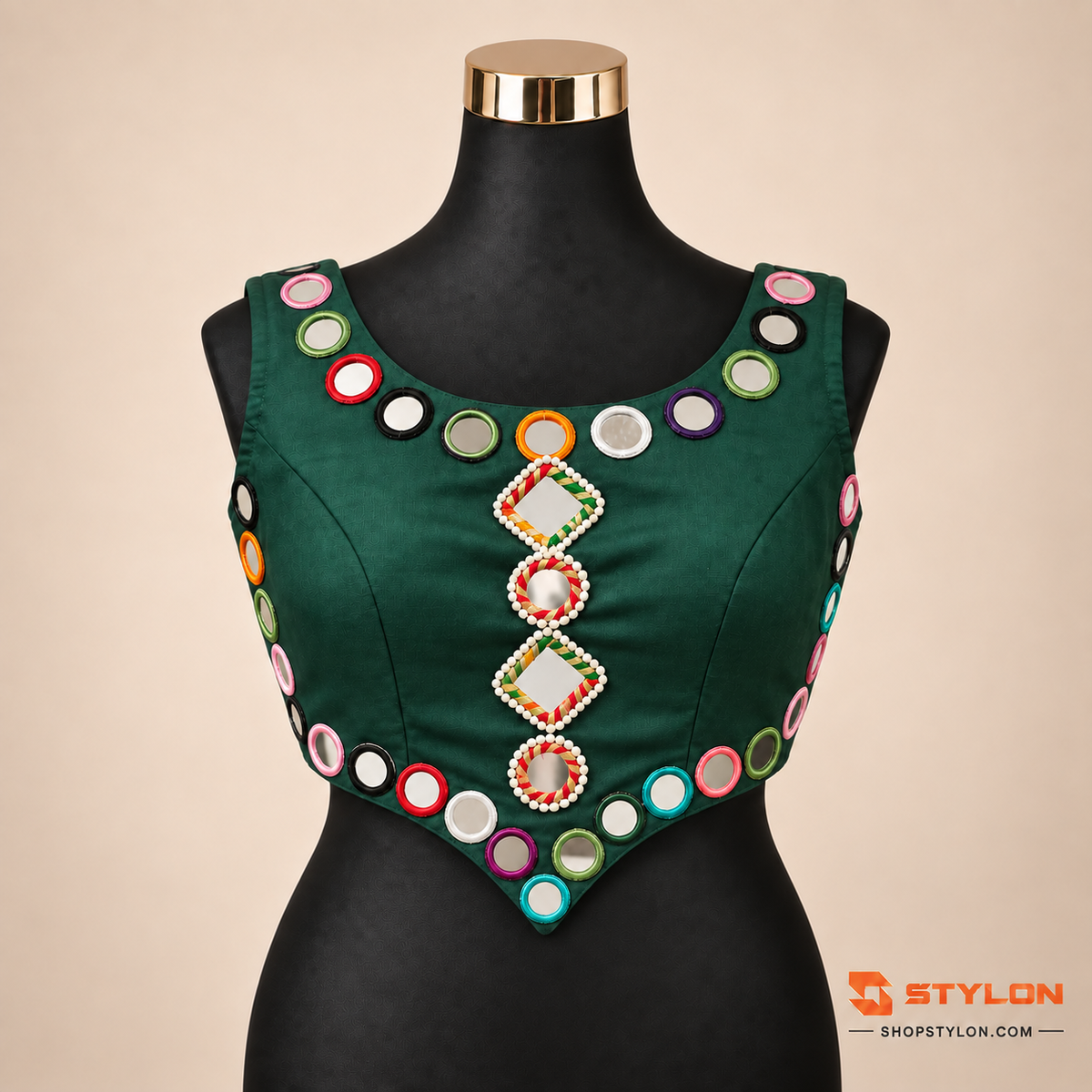 Navratri Hand Mirror Work Blouse