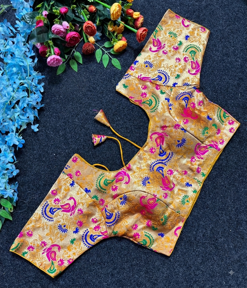 Golden Paisley Paithani Blouse