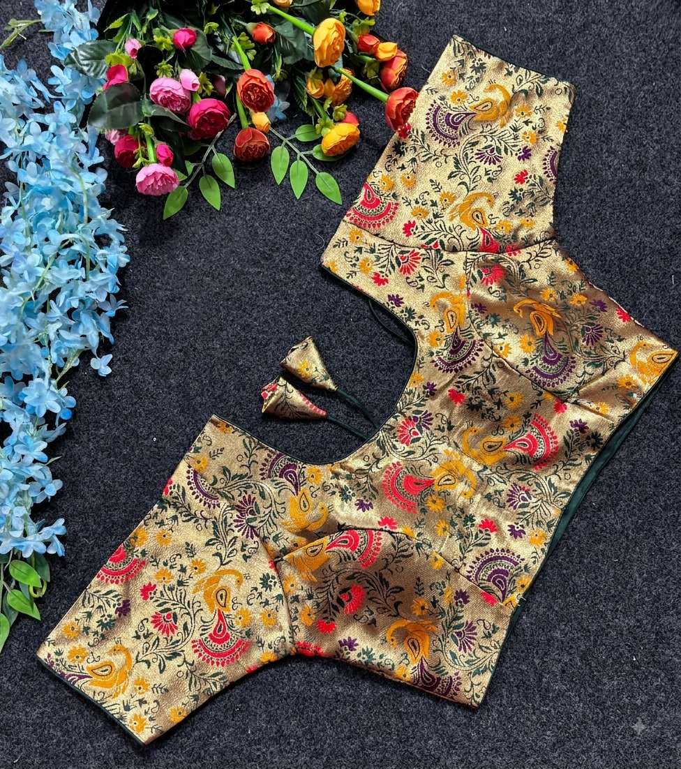 Blue Paisley Paithani Blouse