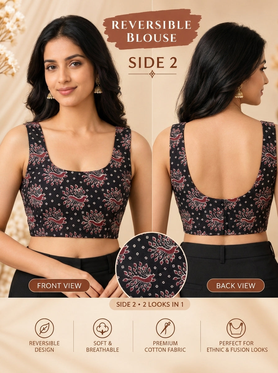Two Way Reversible Ajrakh-Style Blouse