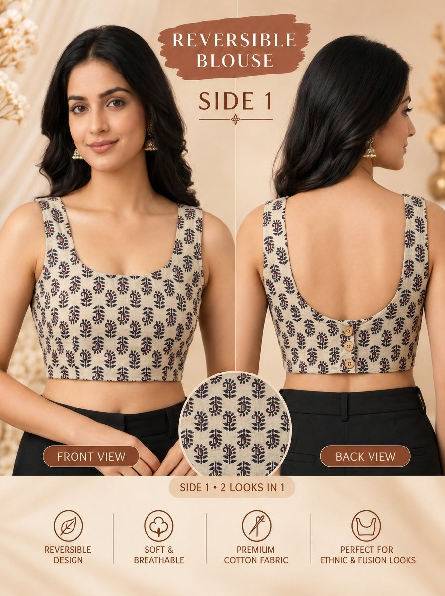 Two Way Reversible Ajrakh-Style Blouse