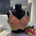 Western Pattern Heavy Handwork Sleeveless Blouse - Rani Color