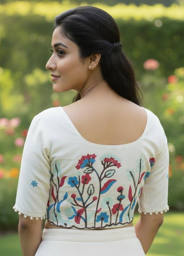 Multicolor Floral Khadi Cotton Blouse