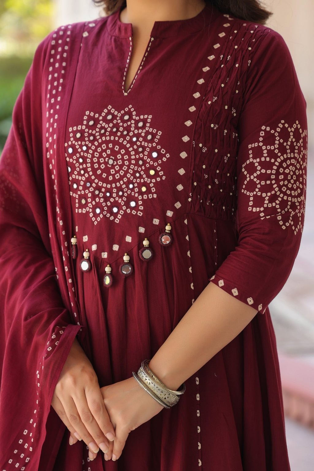 Maroon Floral Anarkali Kurta