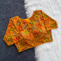 Ajrak Heritage Patchwork Blouse – Mustard Green