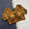 Ajrak Heritage Patchwork Blouse – Red & Indigo