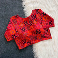 Ajrak Heritage Patchwork Blouse – Rust & Wine