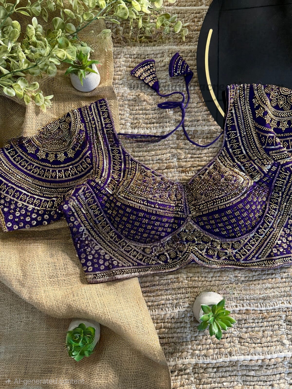 Bridal Purple Mirror Work Blouse – Royal Purple